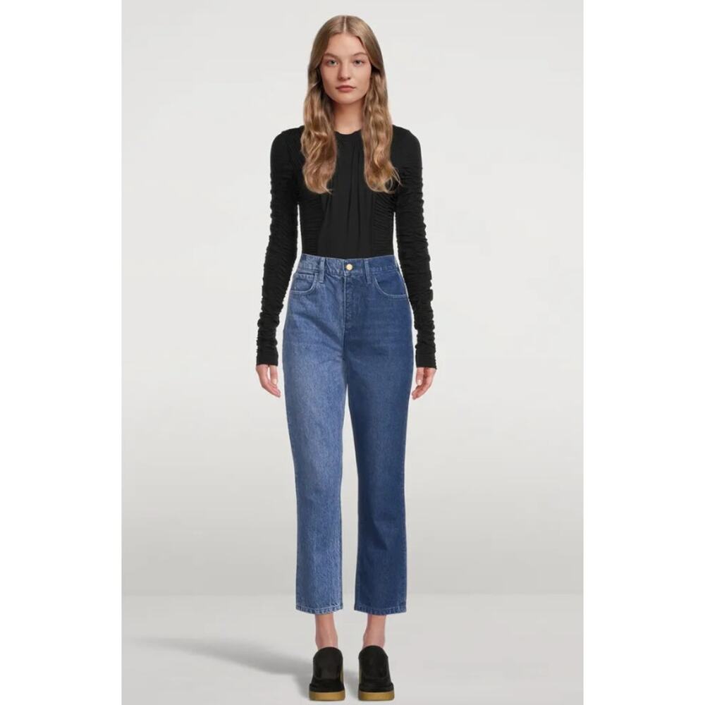 Triarchy x Josephine Skriver Two Tone Jeans Blue Straight High Waist NWT Size 28